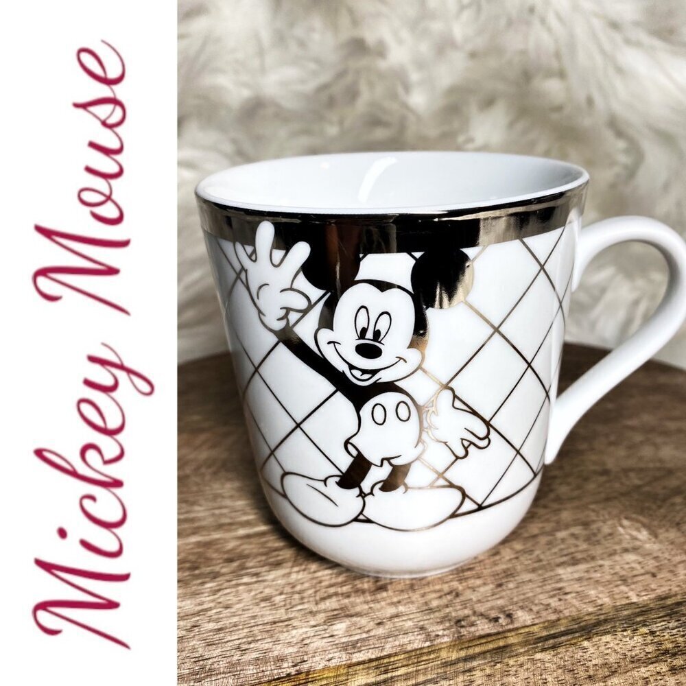 DISNEY‎ Mickey Mouse Sieger Design Mug White Metallic Silver